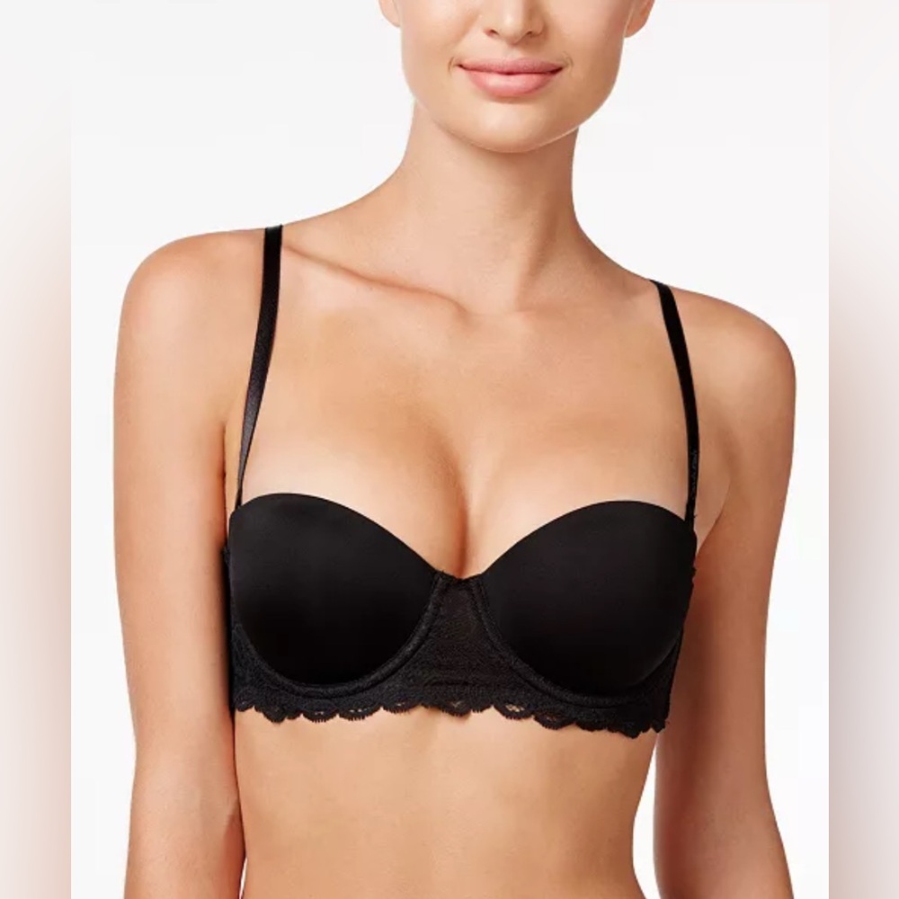 Calvin Klein Bra NWT Seductive Comfort Strapless Multiway Size 38C black Lace